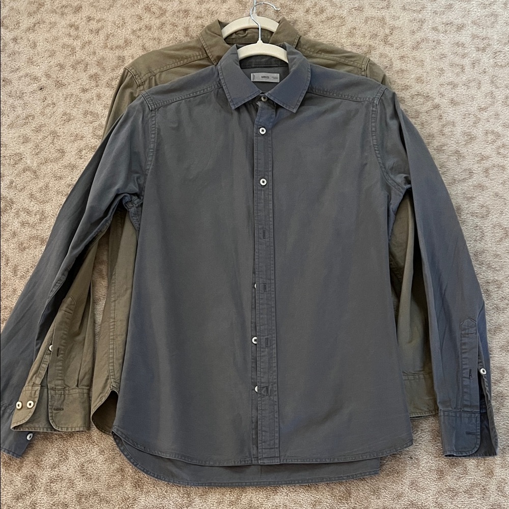 Mango Charcoal Button-Up Shirt